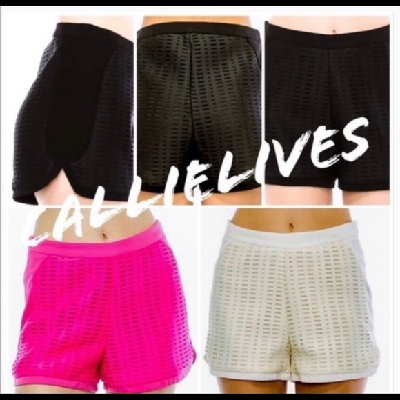 New! Laser Cut Hot Pink Scuba Shorts - Picture 7 of 7